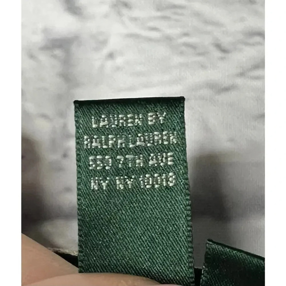 Lauren Ralph Lauren Vneck wrap Silk Linen tank top Cream Indigo SZ 8 - Picture 6 of 7